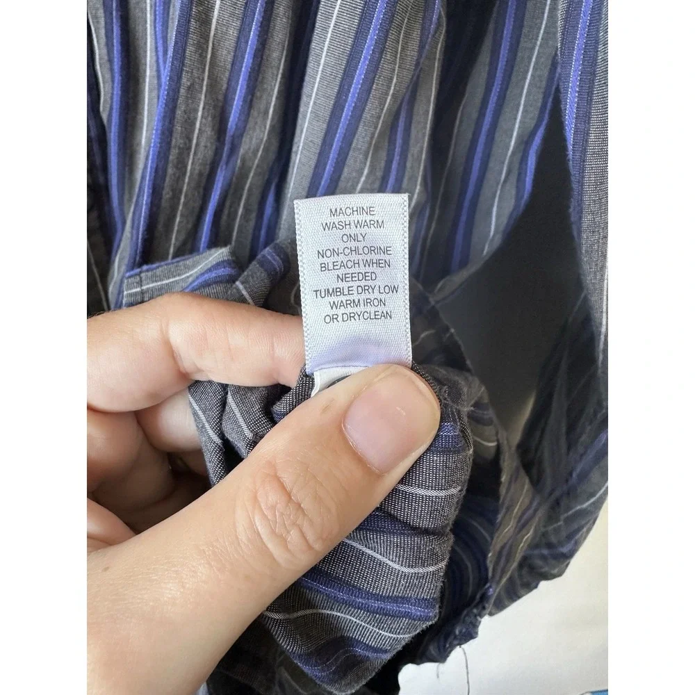 Banana Republic Men's XL Blue Brown Striped Button up Long Sleeve Shirt‎